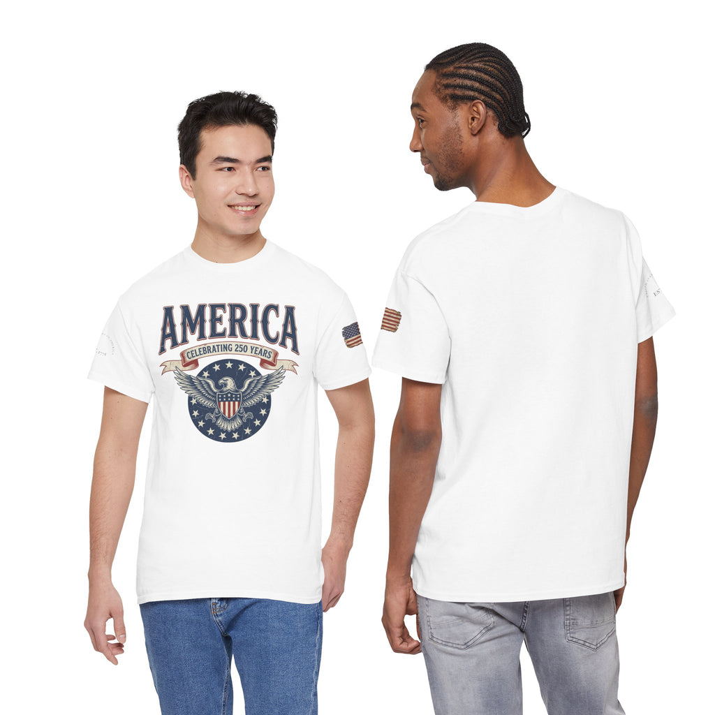 America Patriotic T‑Shirt – "America Celebrating 250 Years" Eagle Emblem
