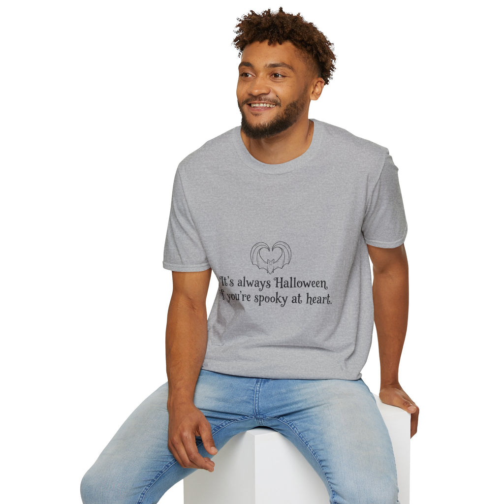 Halloween Bat Heart T-Shirt — "It's Always Halloween If You're Spooky at Heart"