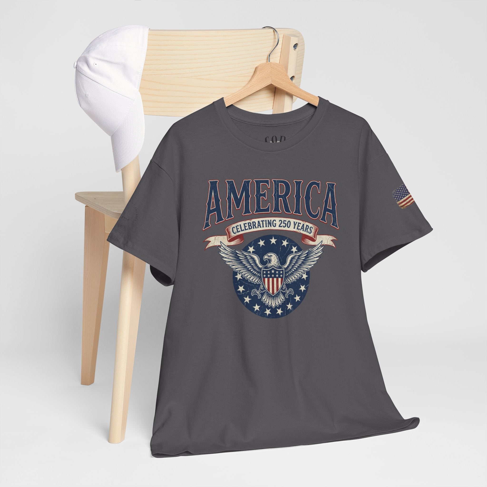 America Patriotic T‑Shirt – "America Celebrating 250 Years" Eagle Emblem