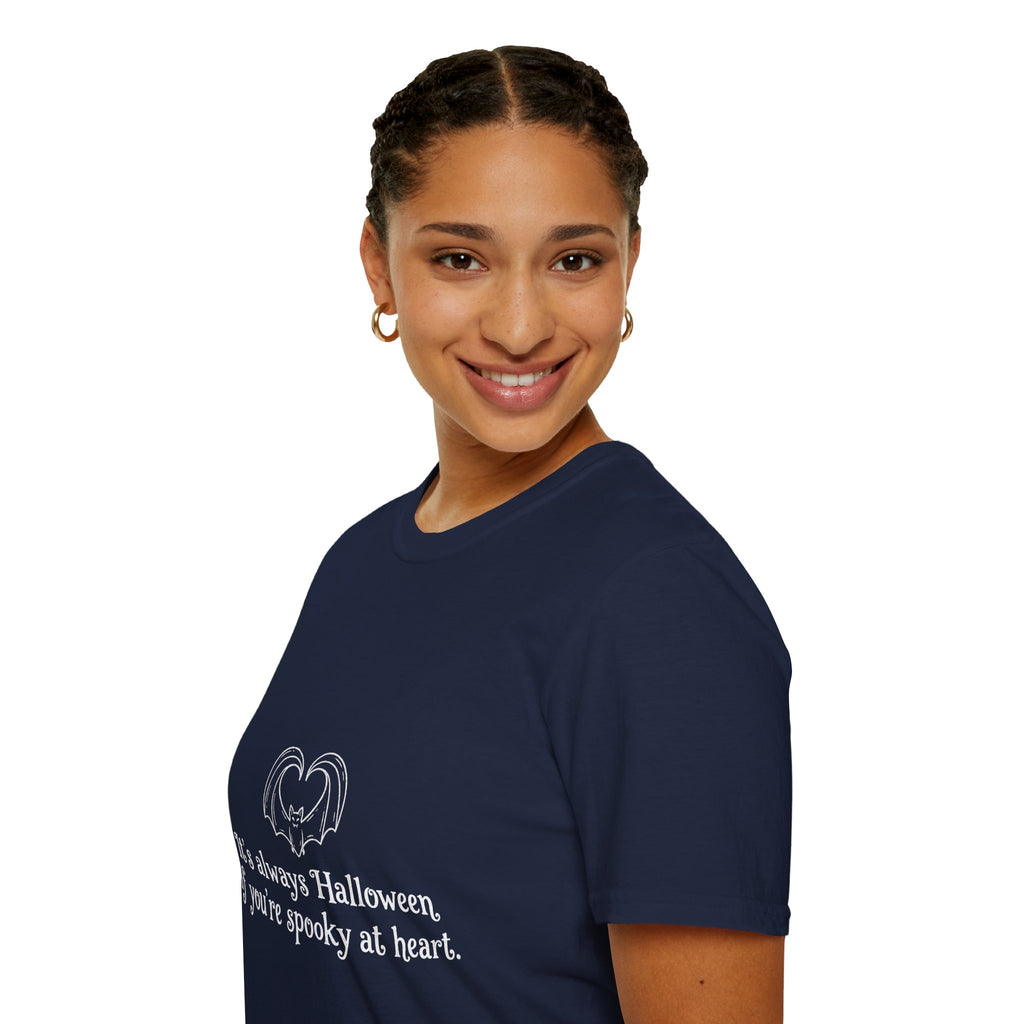 Halloween Bat Heart T-Shirt — "It's Always Halloween If You're Spooky at Heart"