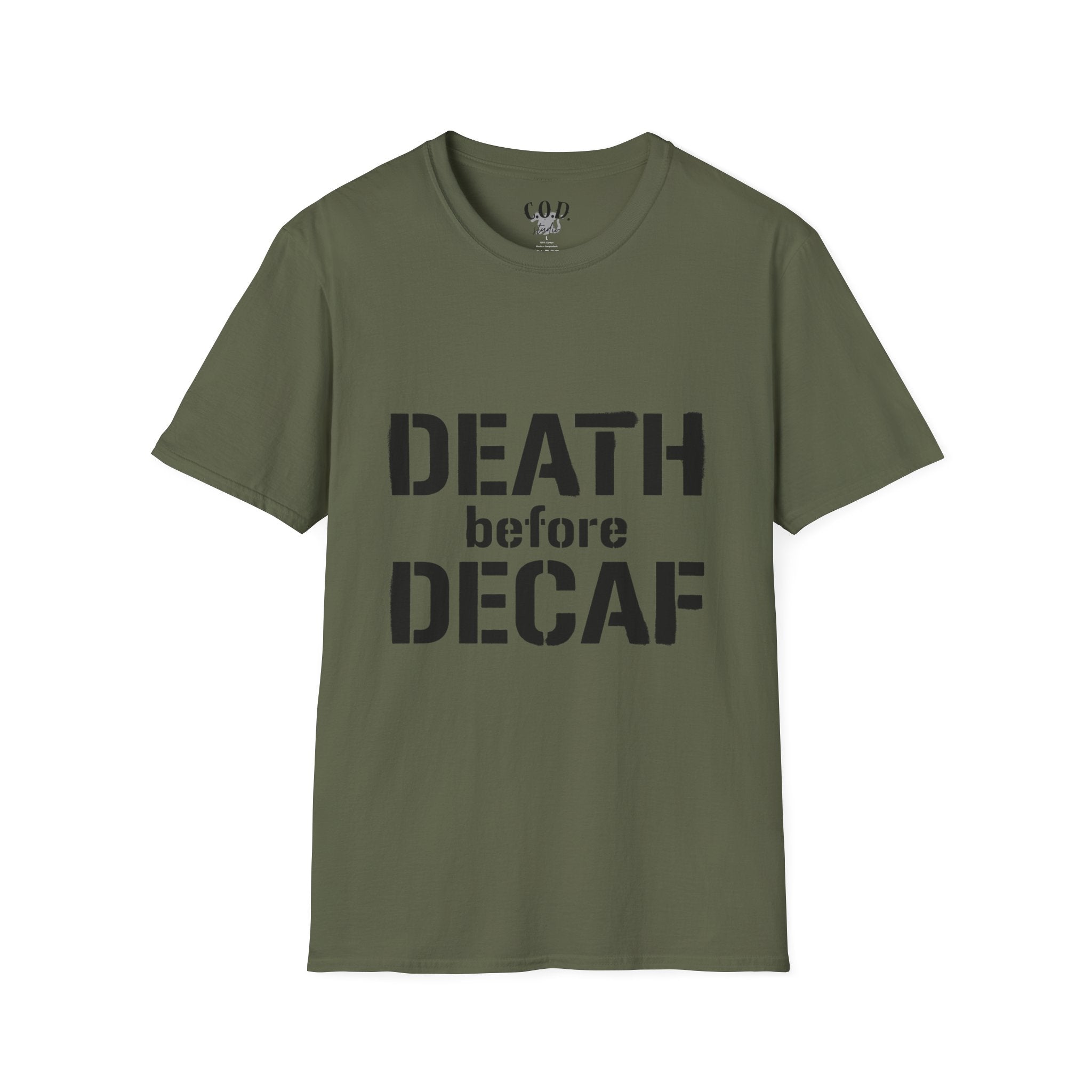 Death Before Decaf T-Shirt — Funny Coffee Lover Tee