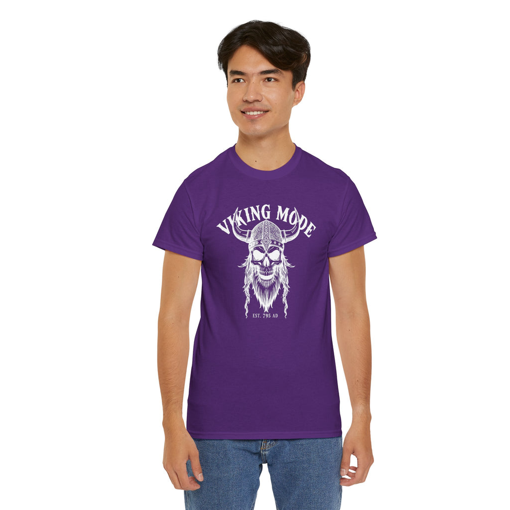 Viking Mode Skull Viking T-shirt | Norse Helmet Skull Graphic Tee