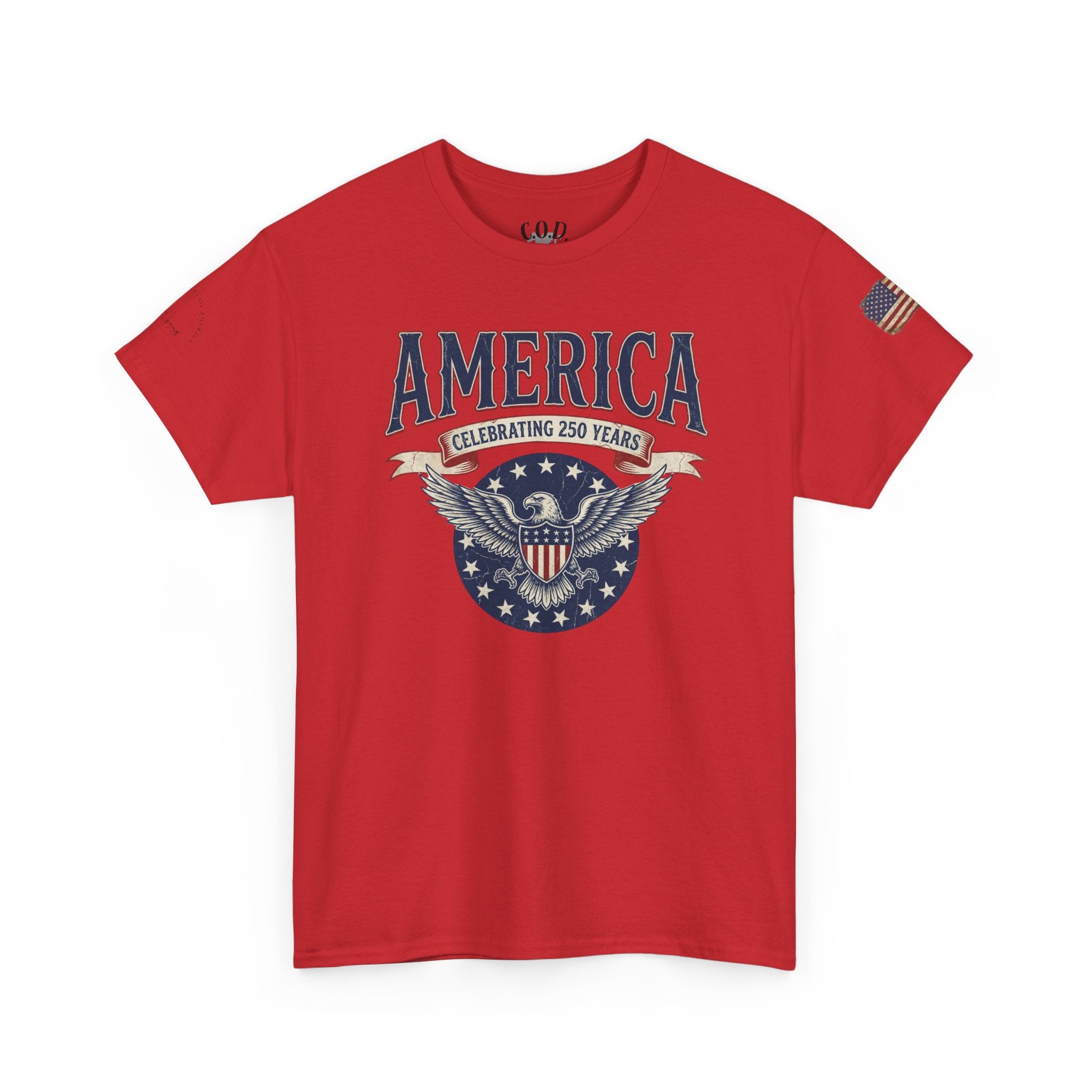 America Patriotic T‑Shirt – "America Celebrating 250 Years" Eagle Emblem