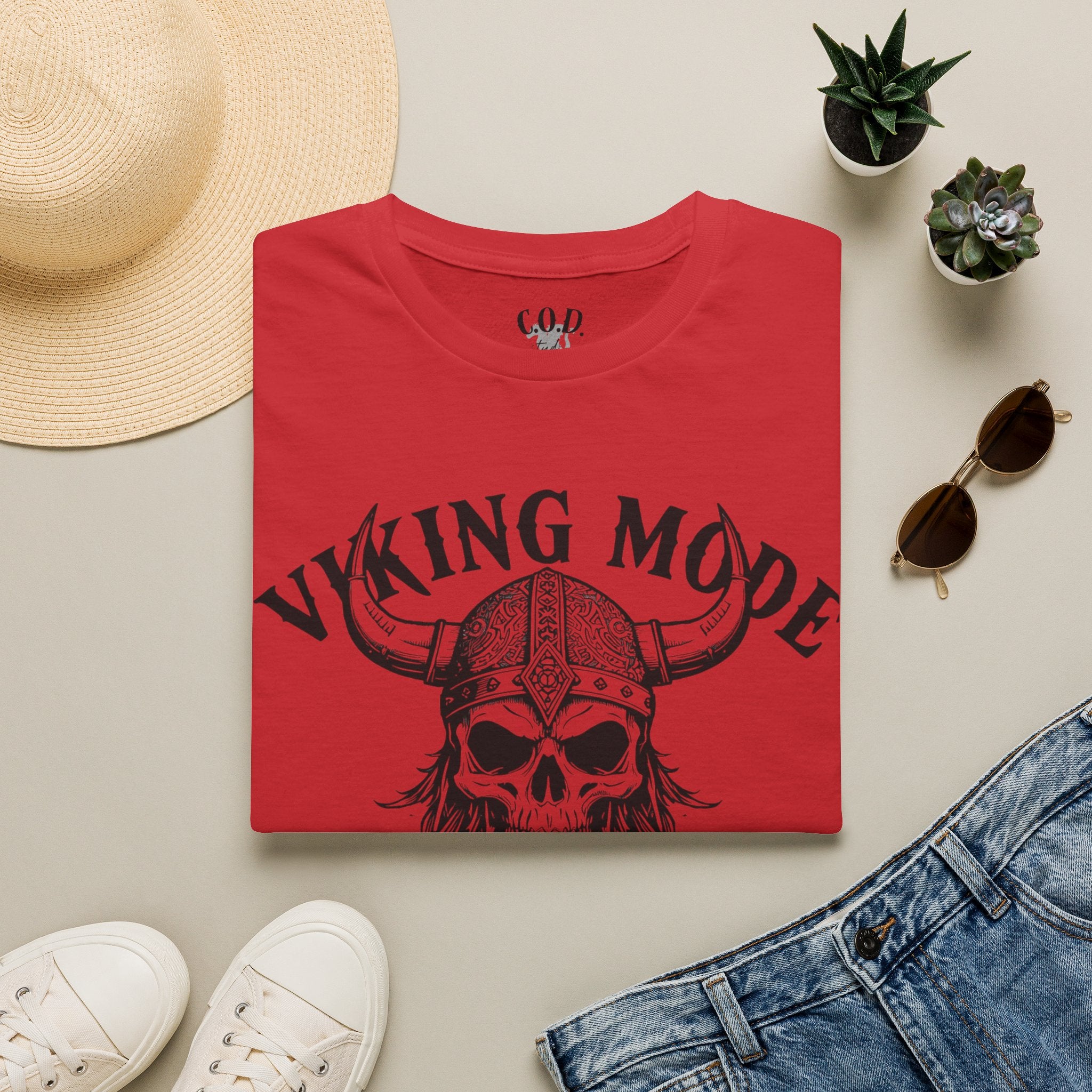 Viking Mode T-Shirt — Skull Horned Helmet Graphic
