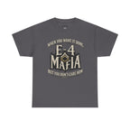 T-Shirt — "E-4 Mafia" Graphic Tee: "When You Want It Done, But You Don’t Care How" Vintage-Style Food Humor