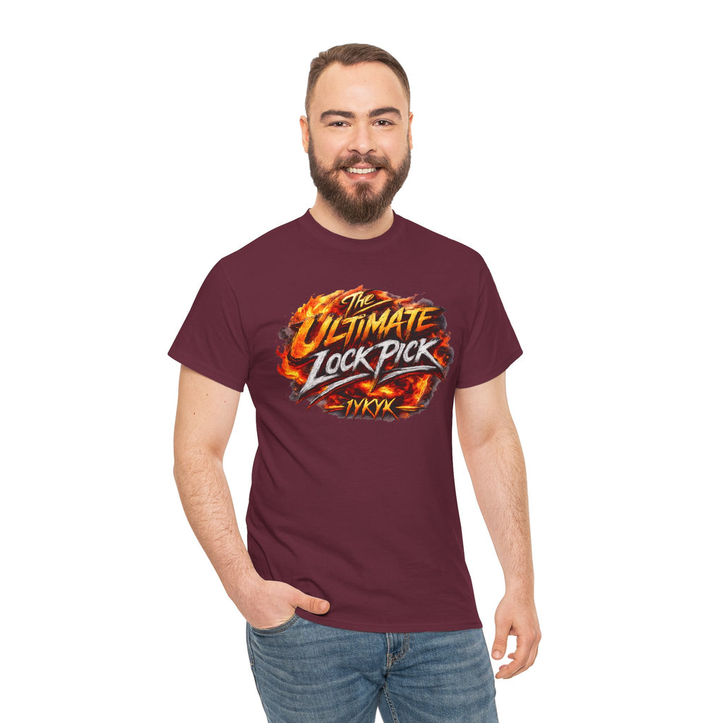 T-Shirt — "Ultimate Lock Pick" Fiery Logo Graphic Tee