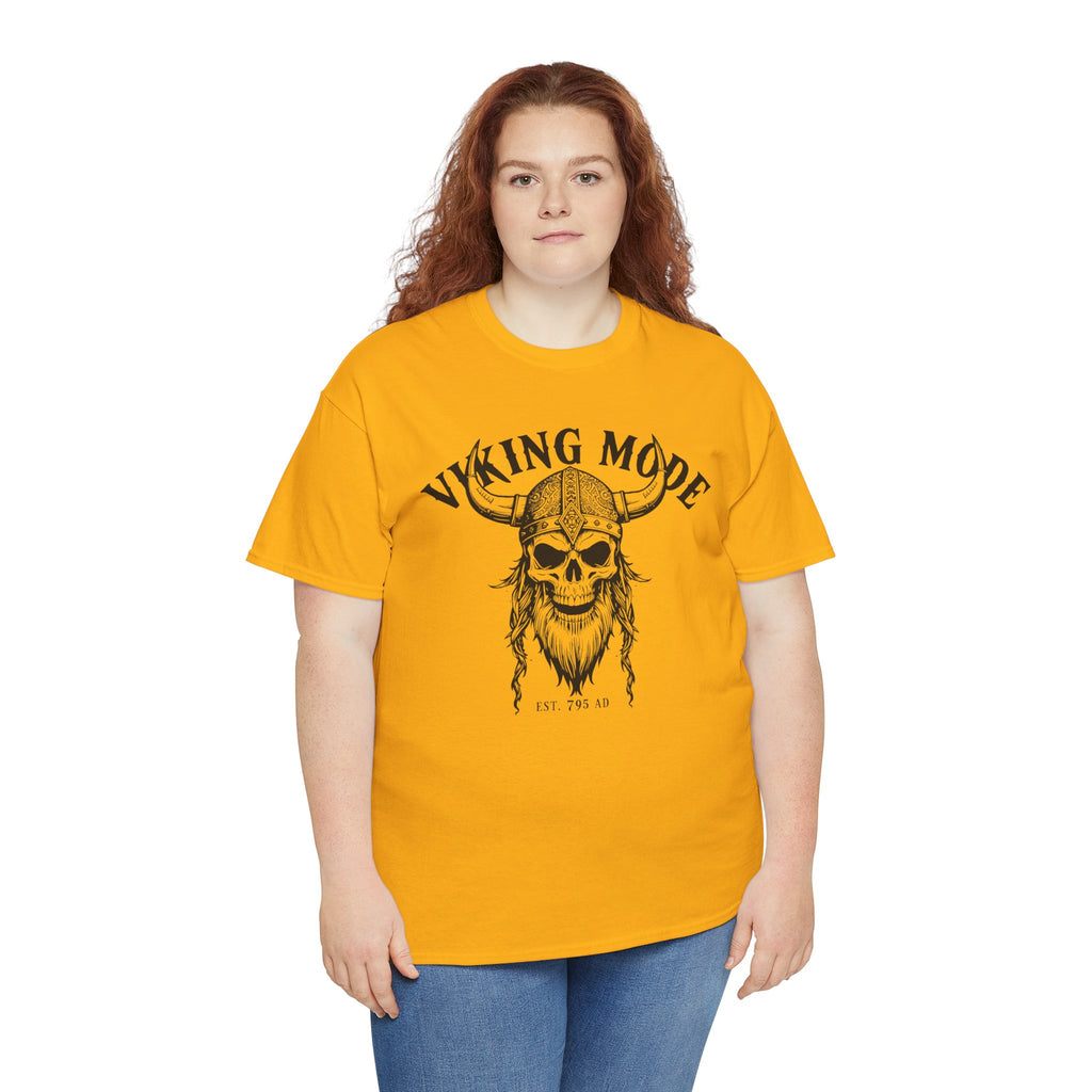 Viking Mode Skull Viking T-shirt | Norse Helmet Skull Graphic Tee