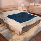 Viking Mode Skull with Horned Helmet Velveteen Blanket | Norse Warrior Design