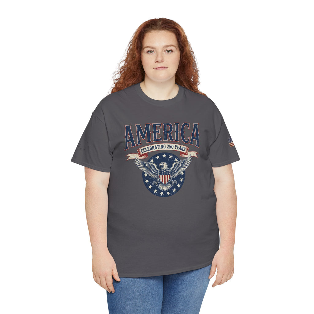America Patriotic T‑Shirt – "America Celebrating 250 Years" Eagle Emblem