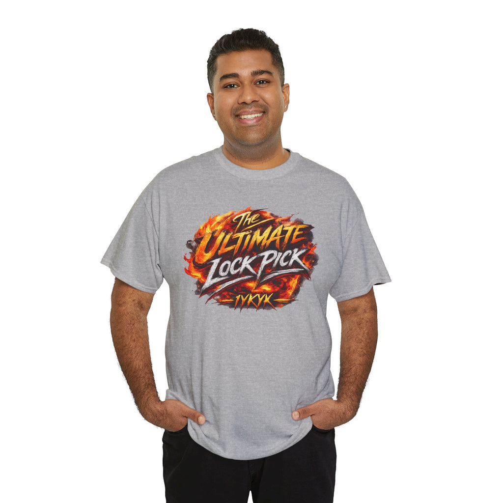 T-Shirt — "Ultimate Lock Pick" Fiery Logo Graphic Tee