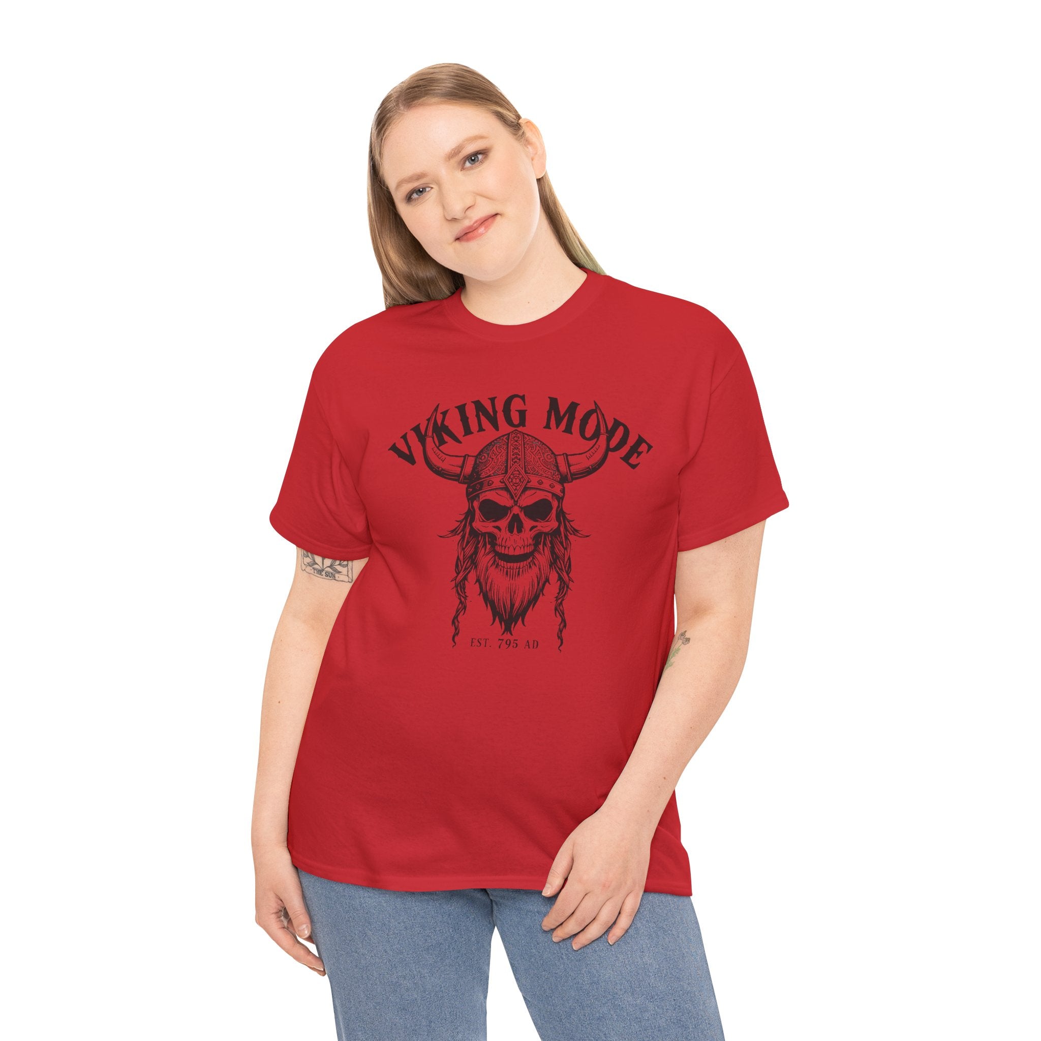 Viking Mode Skull Viking T-shirt | Norse Helmet Skull Graphic Tee