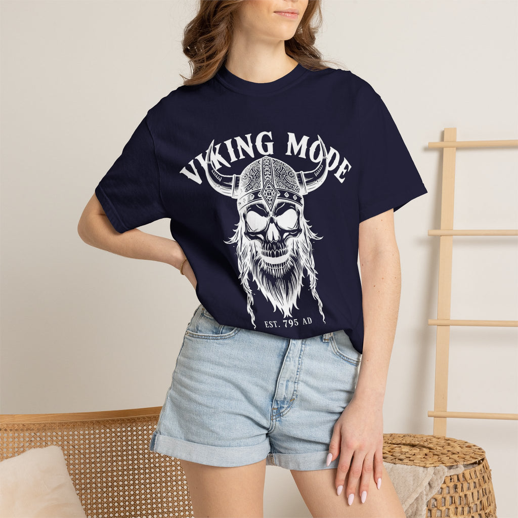 Viking Mode T-Shirt — Skull Viking Helmet Graphic Tee