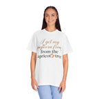 T-Shirt — “I Get My Popcorn From The Apricot Tree” Script Graphic Tee | Hymns | LDS |