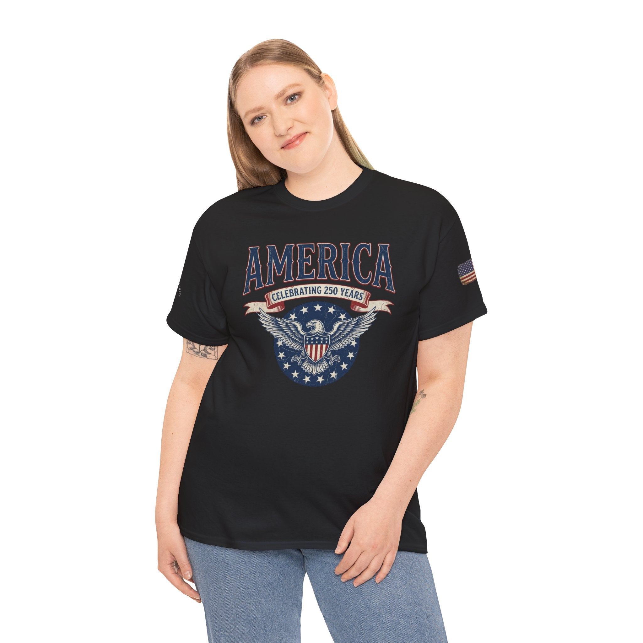 America Patriotic T‑Shirt – "America Celebrating 250 Years" Eagle Emblem