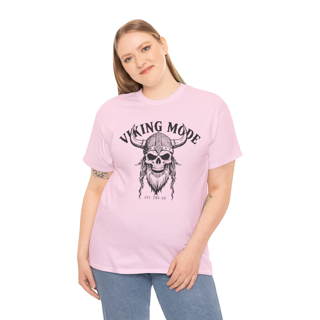 Viking Mode Skull Viking T-shirt | Norse Helmet Skull Graphic Tee