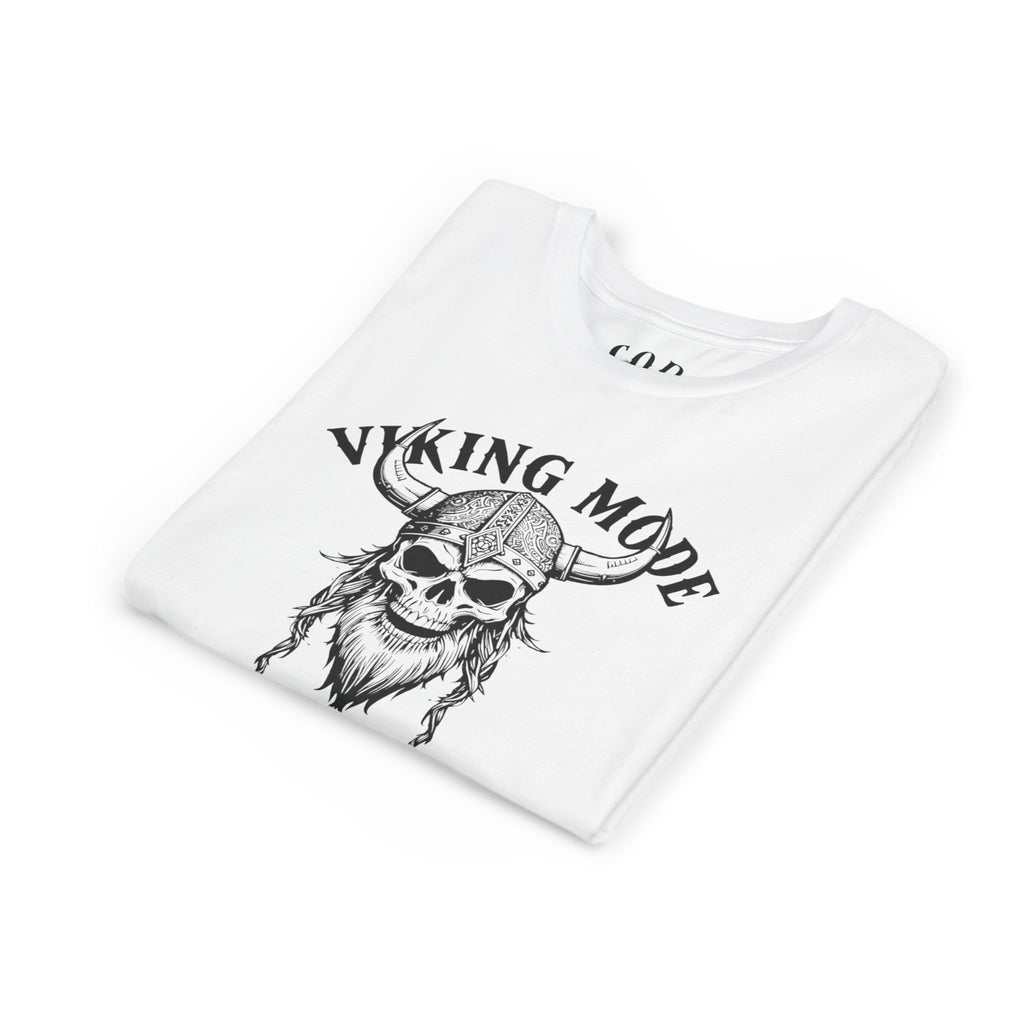 Viking Mode Youth T‑Shirt — Skull Horned Helmet Graphic Tee for Kids