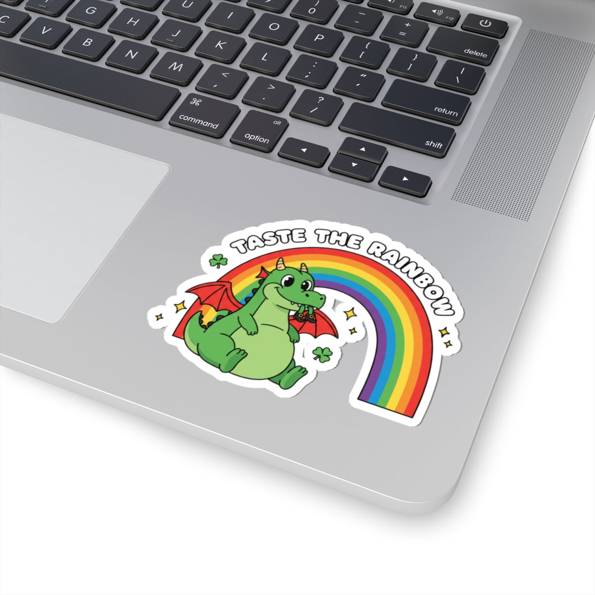 Taste the Rainbow Dragon Sticker | Kiss-Cut Sticker, Rainbow Dragon Decal Eating a Leprechaun