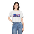 USA Tie-Dye Puff Letter Crop Tee