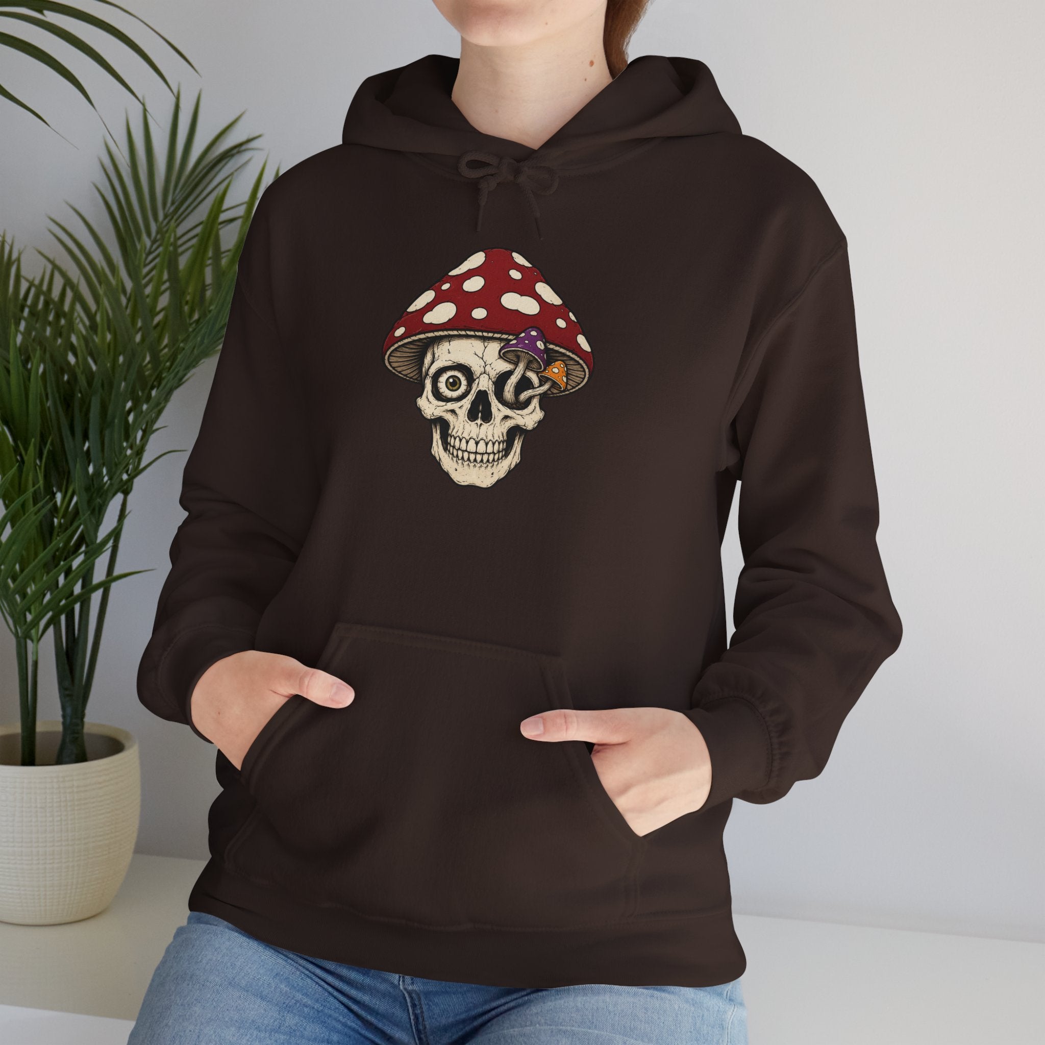Mushroom Skull Hoodie — Gothic Mushroom Graveyard RIP Pullover