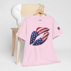 American Flag Kiss T‑Shirt – Patriotic USA Lip Print Tee for 4th of July