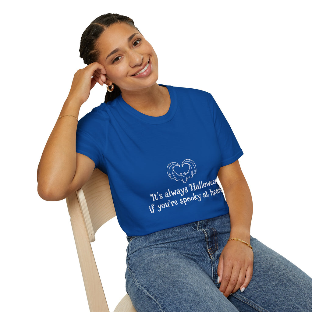 Halloween Bat Heart T-Shirt — "It's Always Halloween If You're Spooky at Heart"