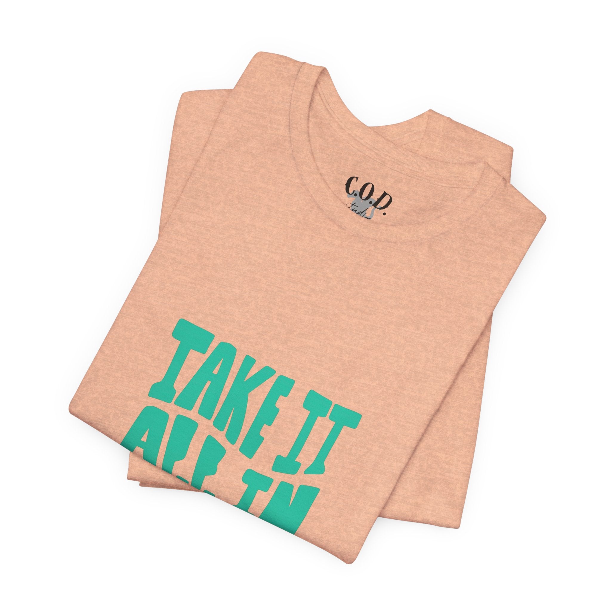 Take It All In tee | Motivational text graphic, minimalist green typography