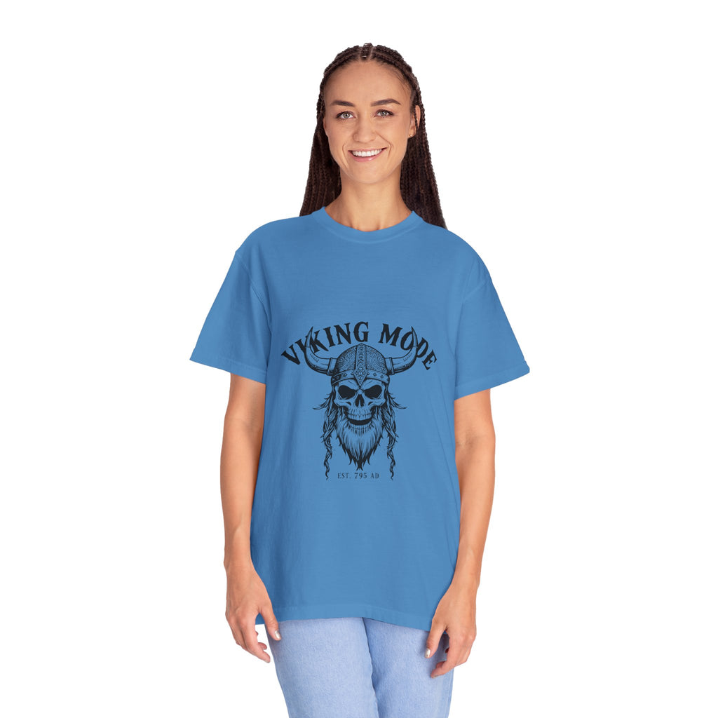 Viking Mode Skull Viking T-shirt | Norse Helmet Skull Graphic Tee