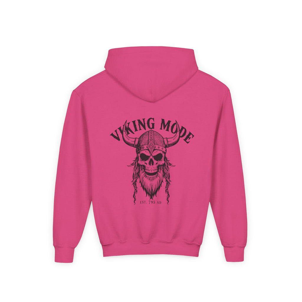 Viking Mode Skull with Horned Helmet Hoodie | Youth Hoodie