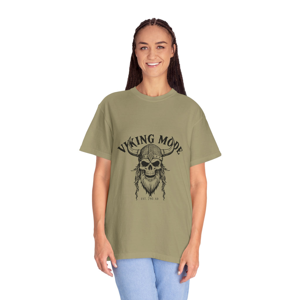 Viking Mode Skull Viking T-shirt | Norse Helmet Skull Graphic Tee