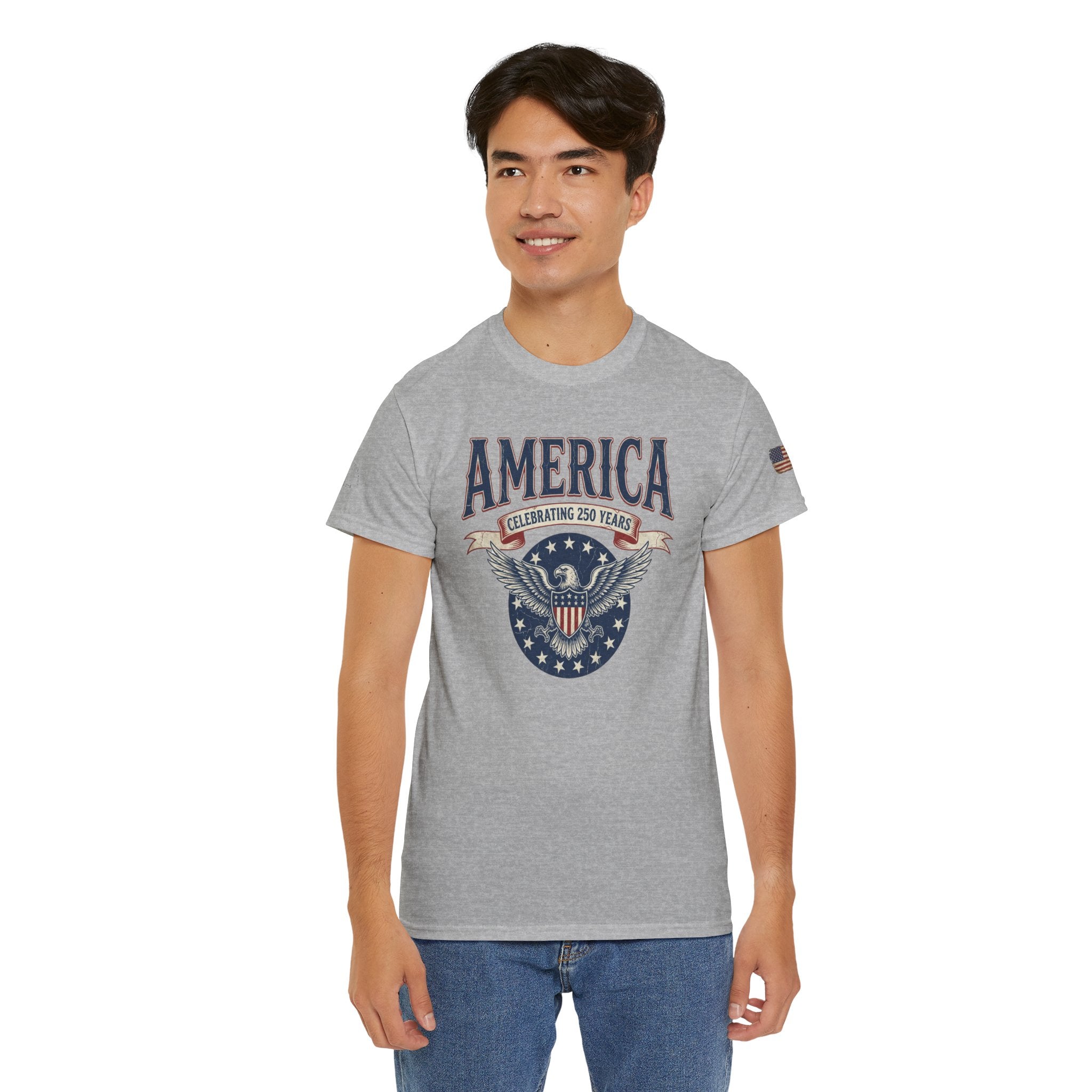 America Patriotic T‑Shirt – "America Celebrating 250 Years" Eagle Emblem