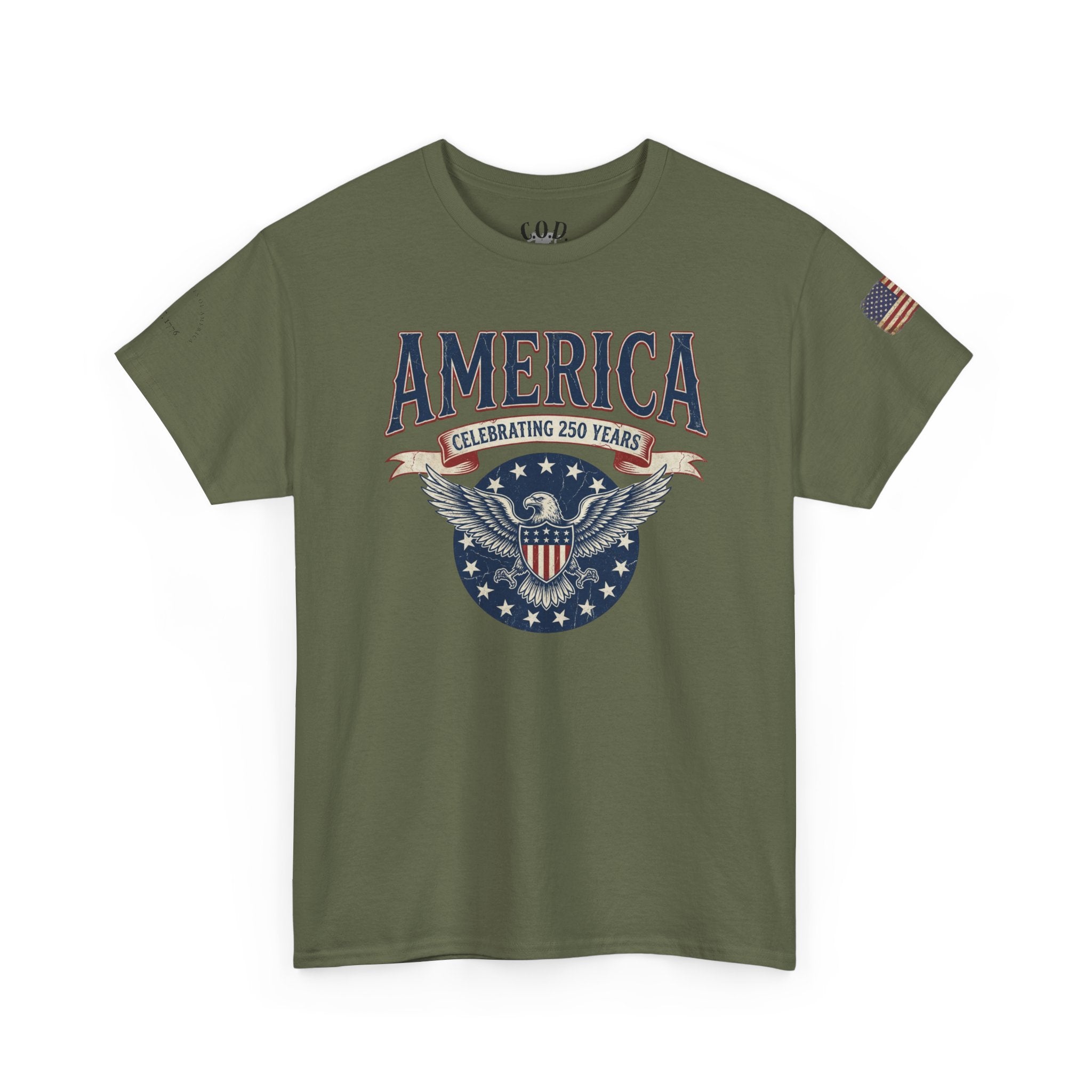 America Patriotic T‑Shirt – "America Celebrating 250 Years" Eagle Emblem