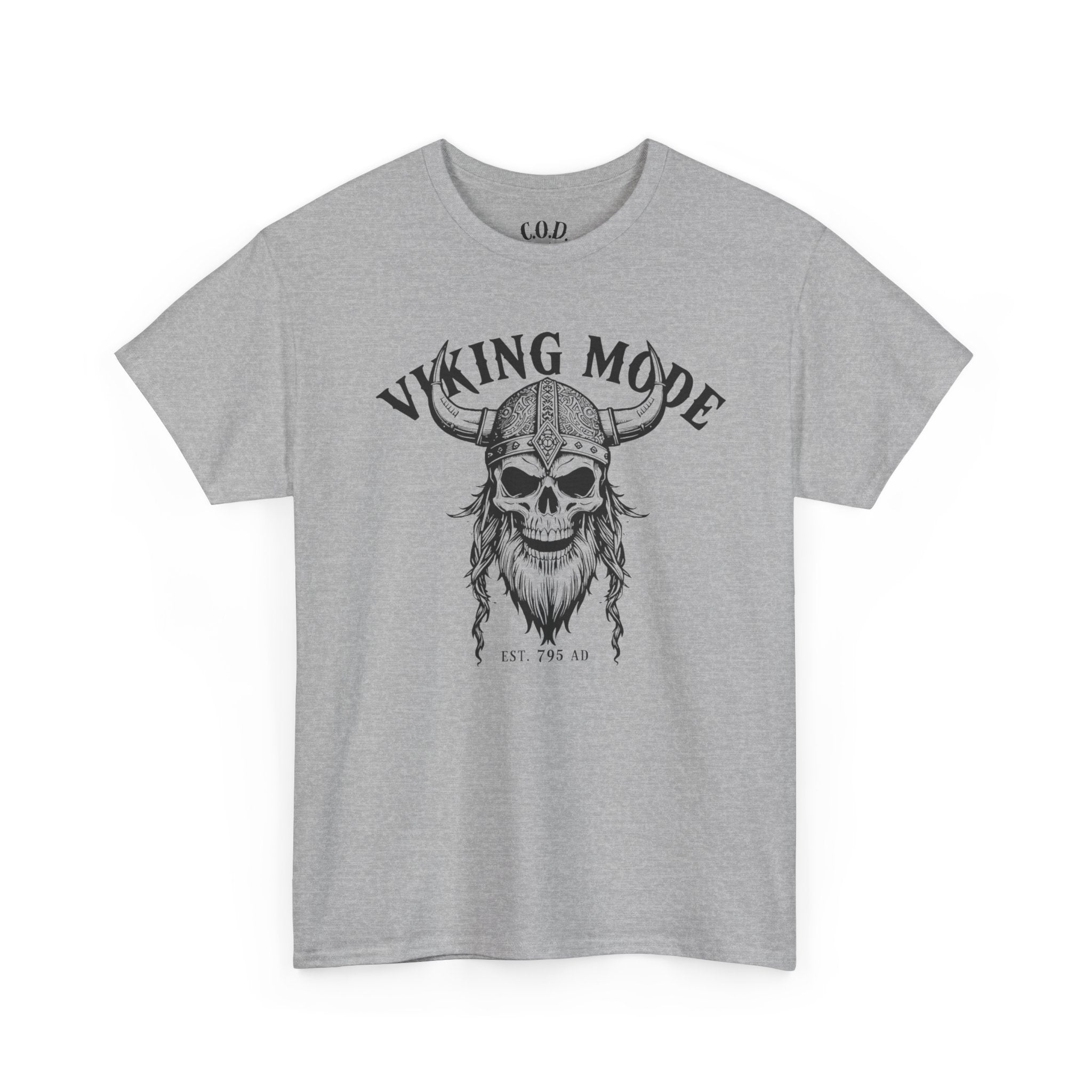 Viking Mode Skull Viking T-shirt | Norse Helmet Skull Graphic Tee