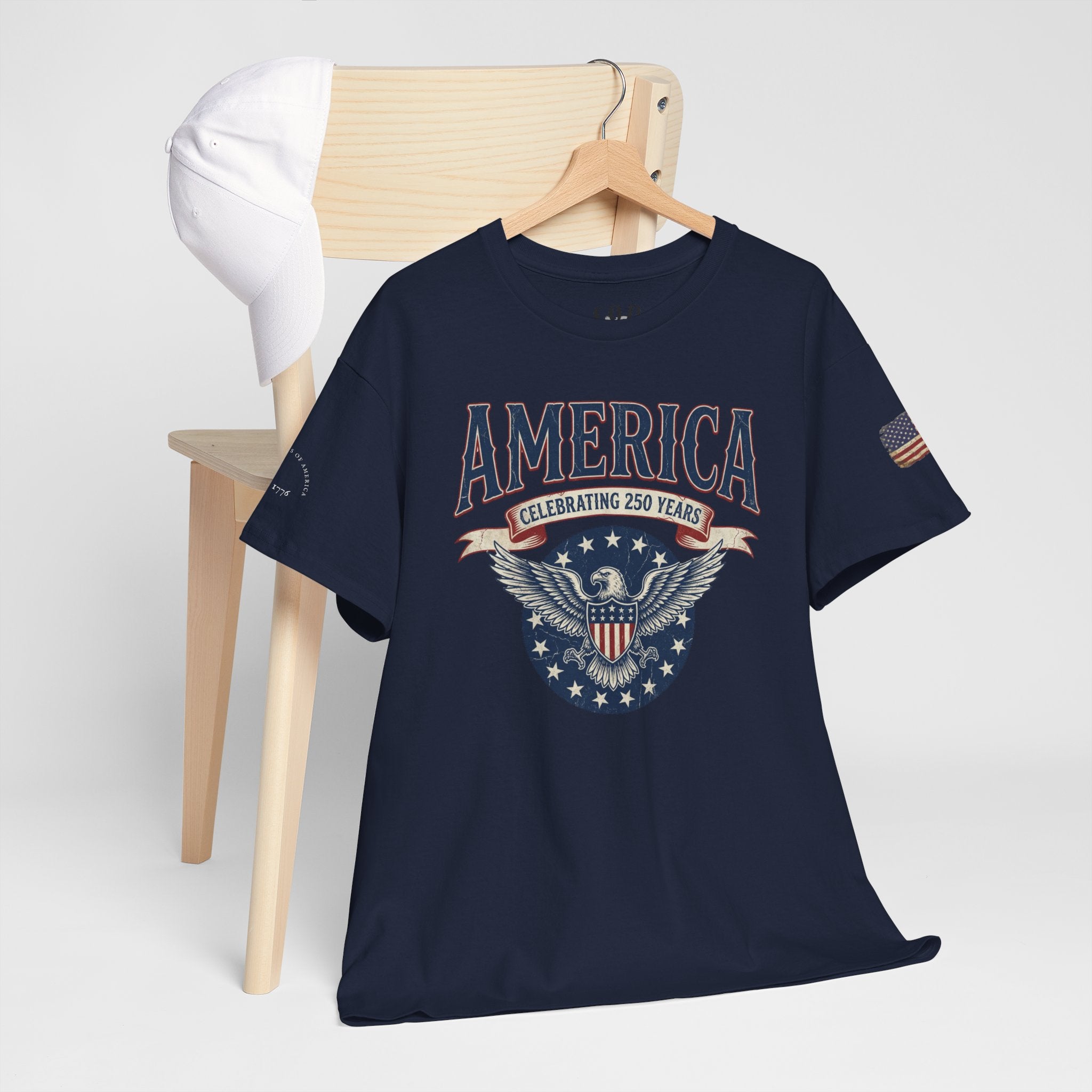 America Patriotic T‑Shirt – "America Celebrating 250 Years" Eagle Emblem