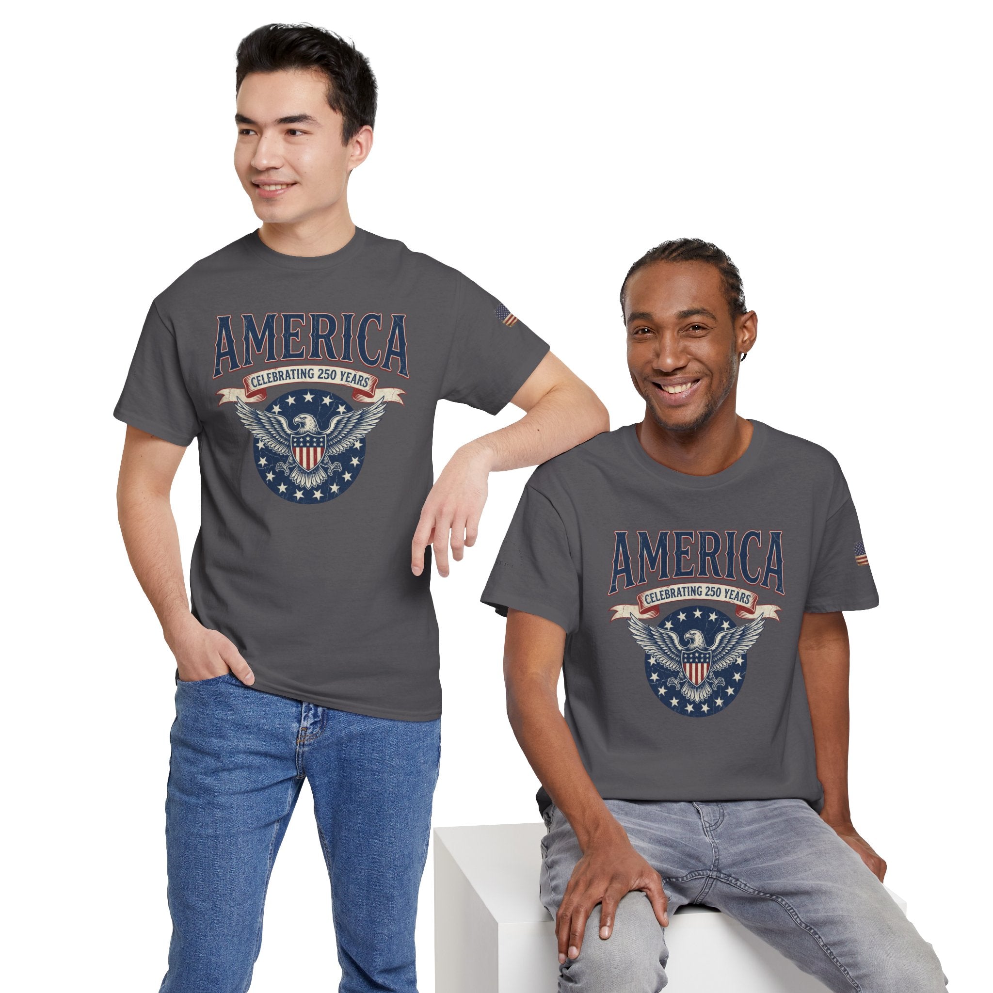 America Patriotic T‑Shirt – "America Celebrating 250 Years" Eagle Emblem