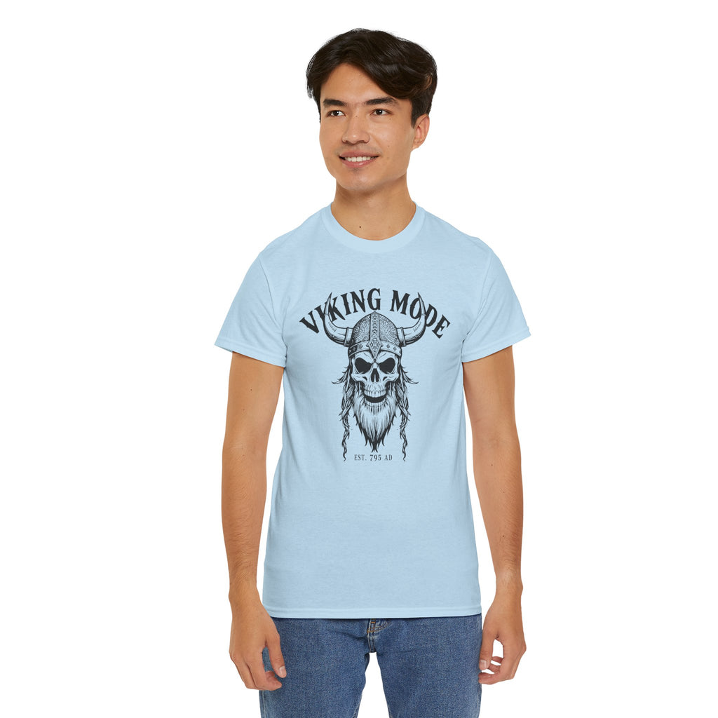Viking Mode Skull Viking T-shirt | Norse Helmet Skull Graphic Tee