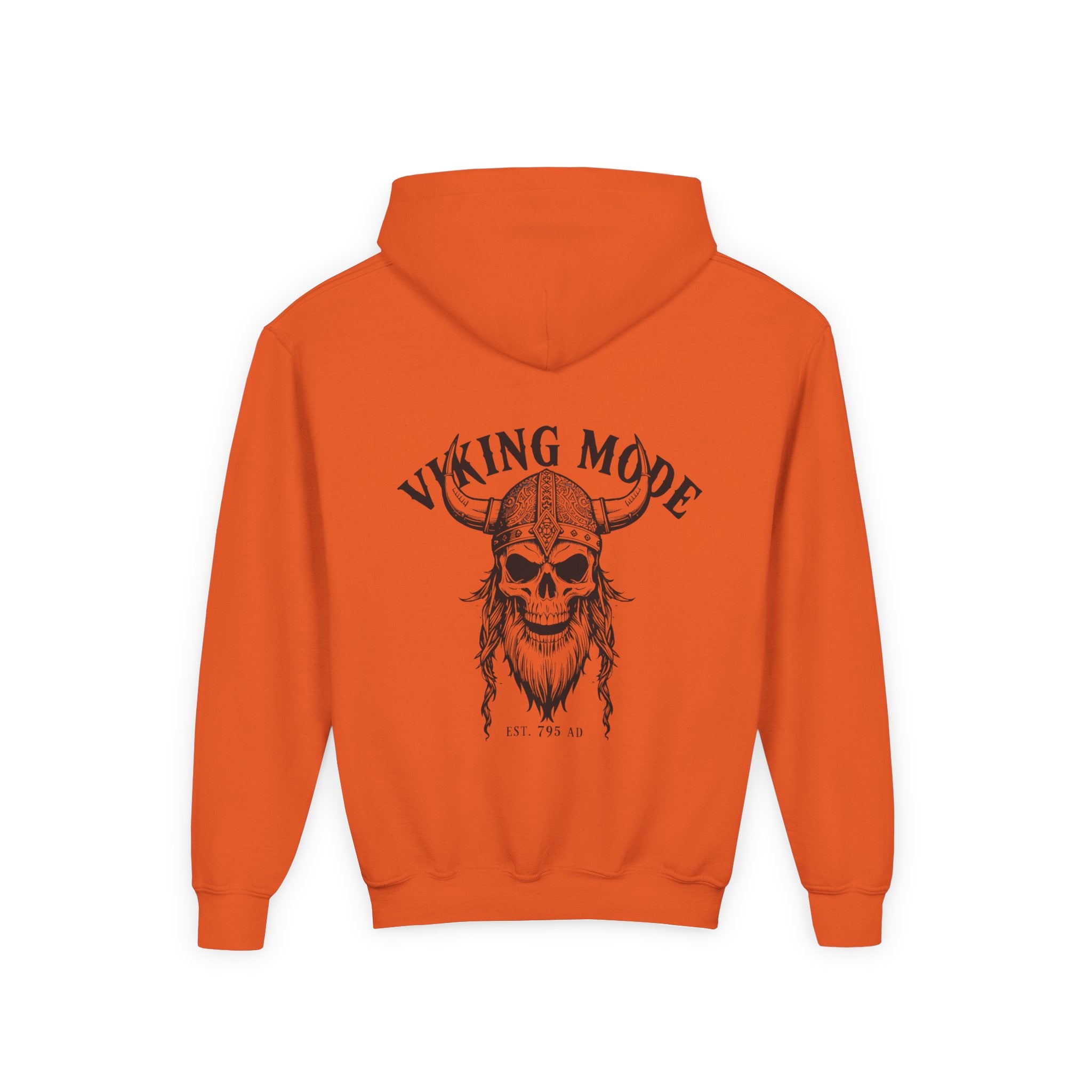 Viking Mode Skull with Horned Helmet Hoodie | Youth Hoodie