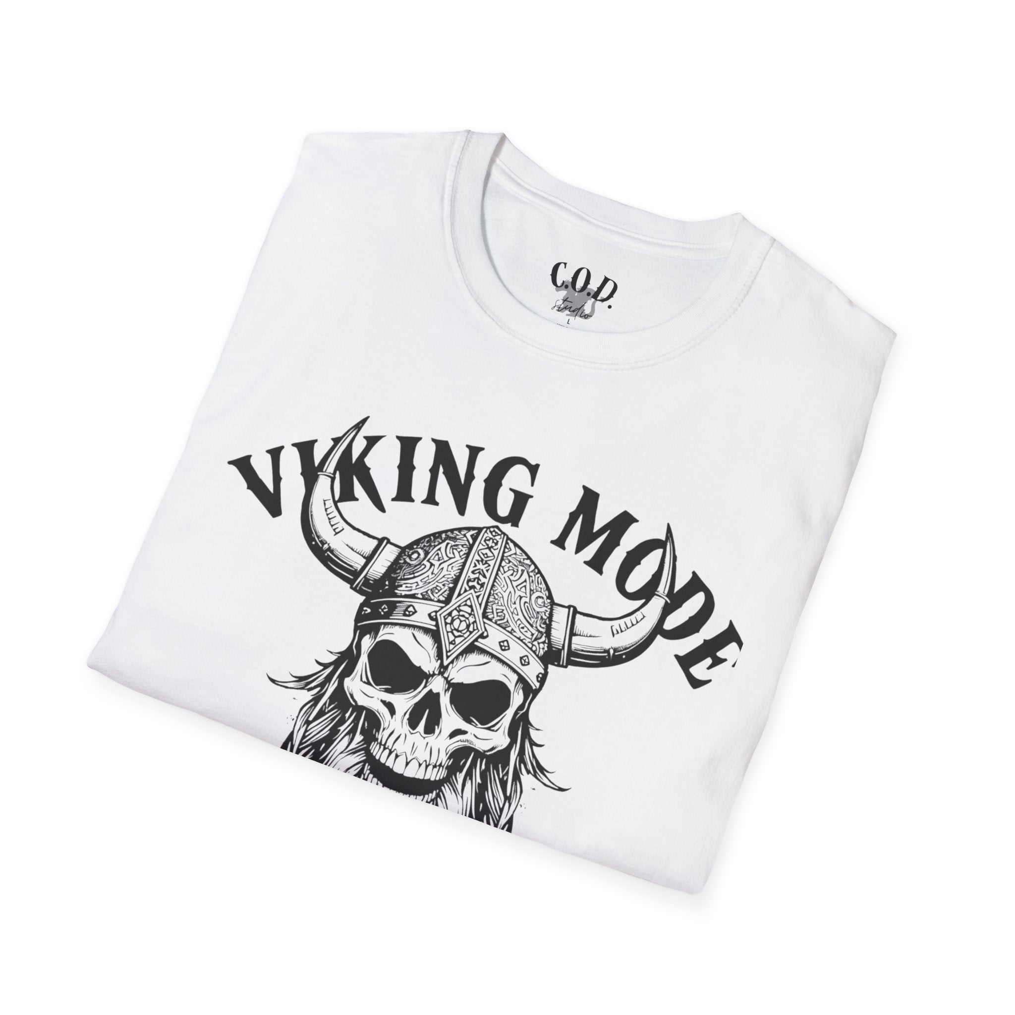 Viking Mode T-Shirt — Skull Horned Helmet Graphic