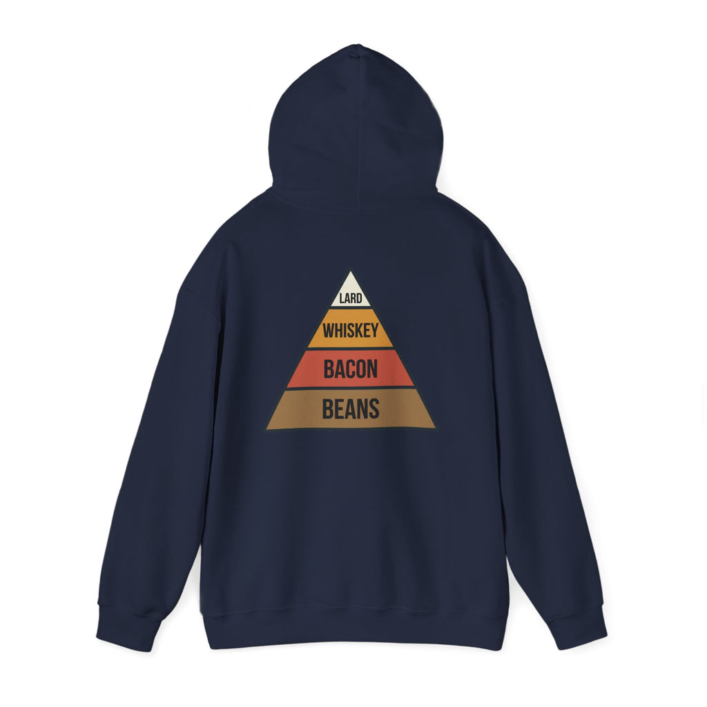 Food Pyramid Design Hoodie | Beans Bacon Whiskey Lard Illustration