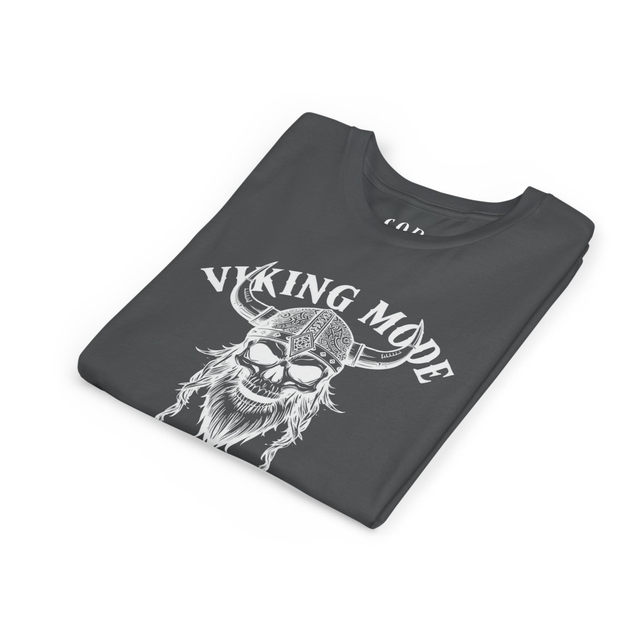 Viking Mode Youth T‑Shirt — Skull Horned Helmet Graphic Tee for Kids