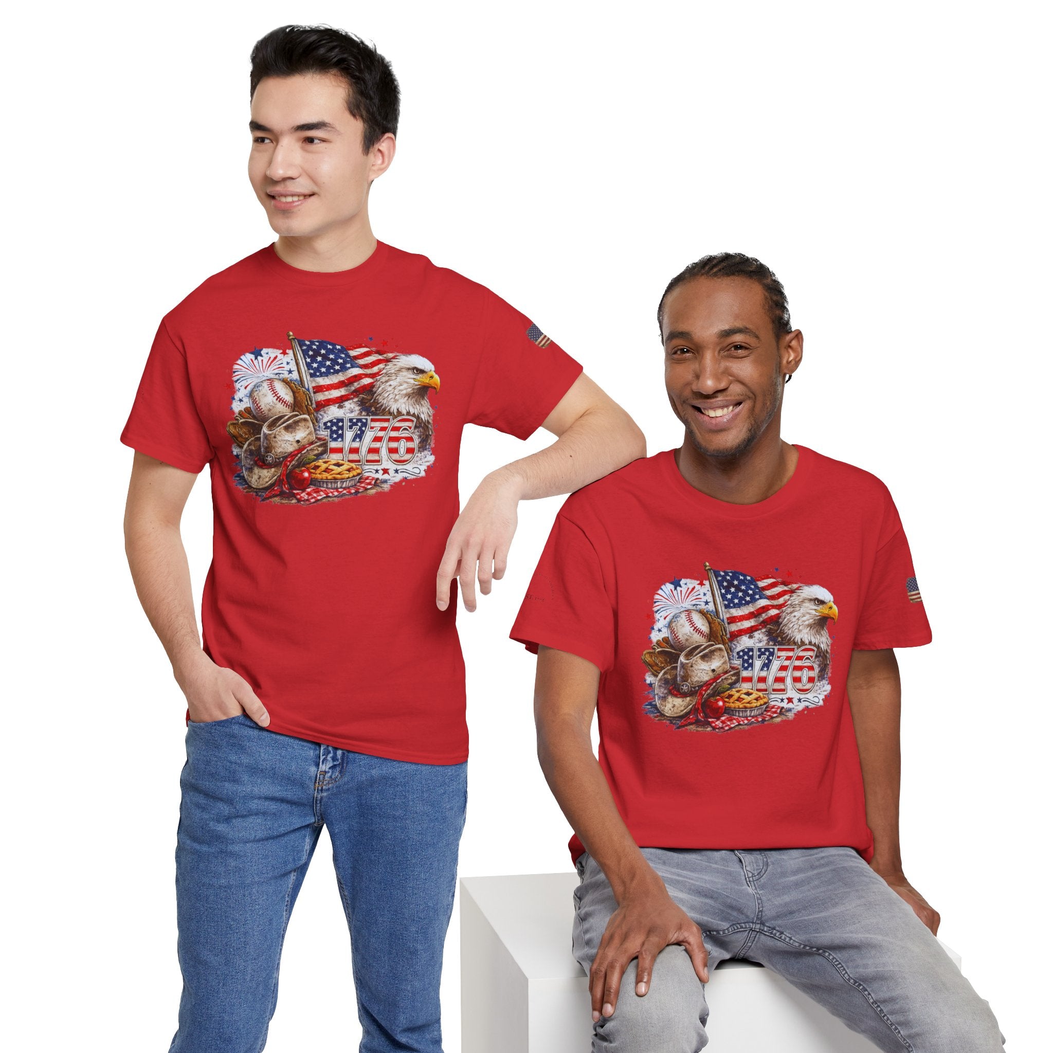 Patriotic Eagle American Flag T-Shirt — USA 1776 Military Tribute Tee