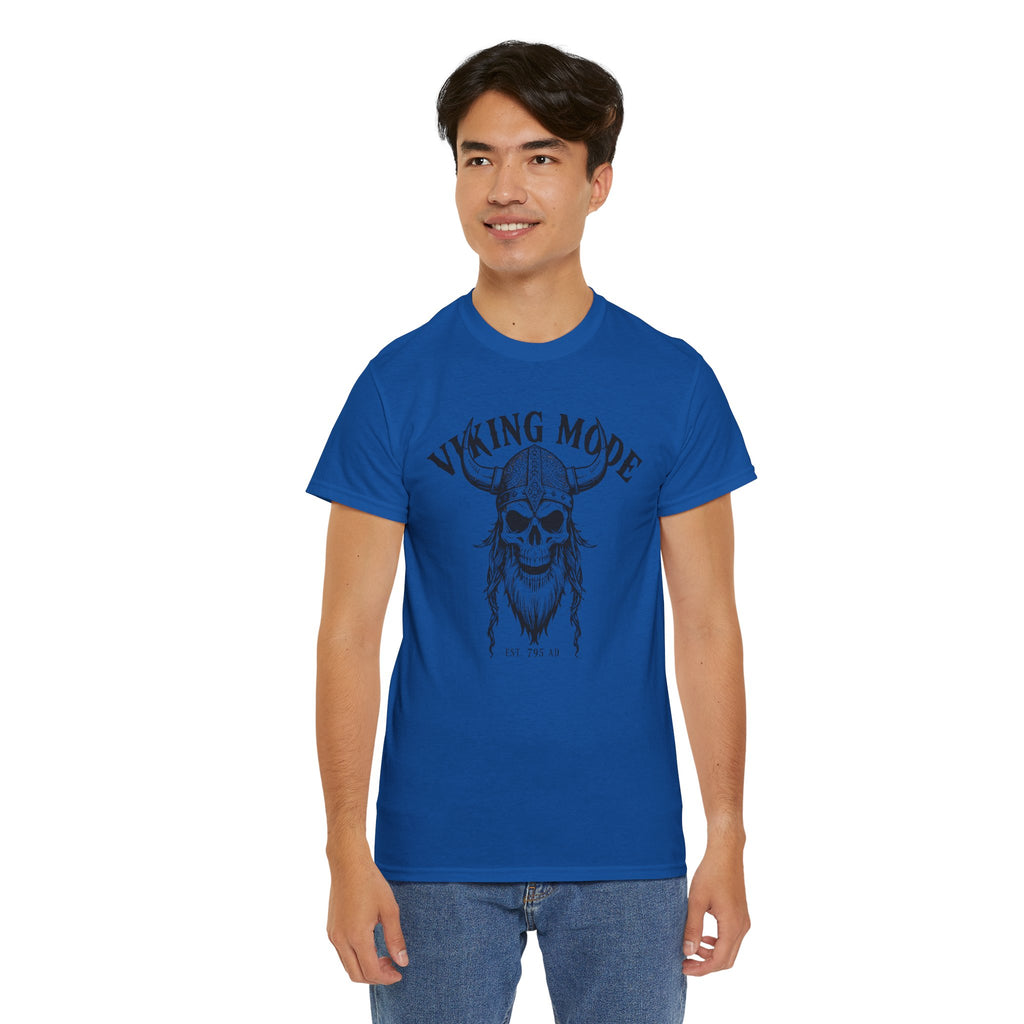 Viking Mode Skull Viking T-shirt | Norse Helmet Skull Graphic Tee