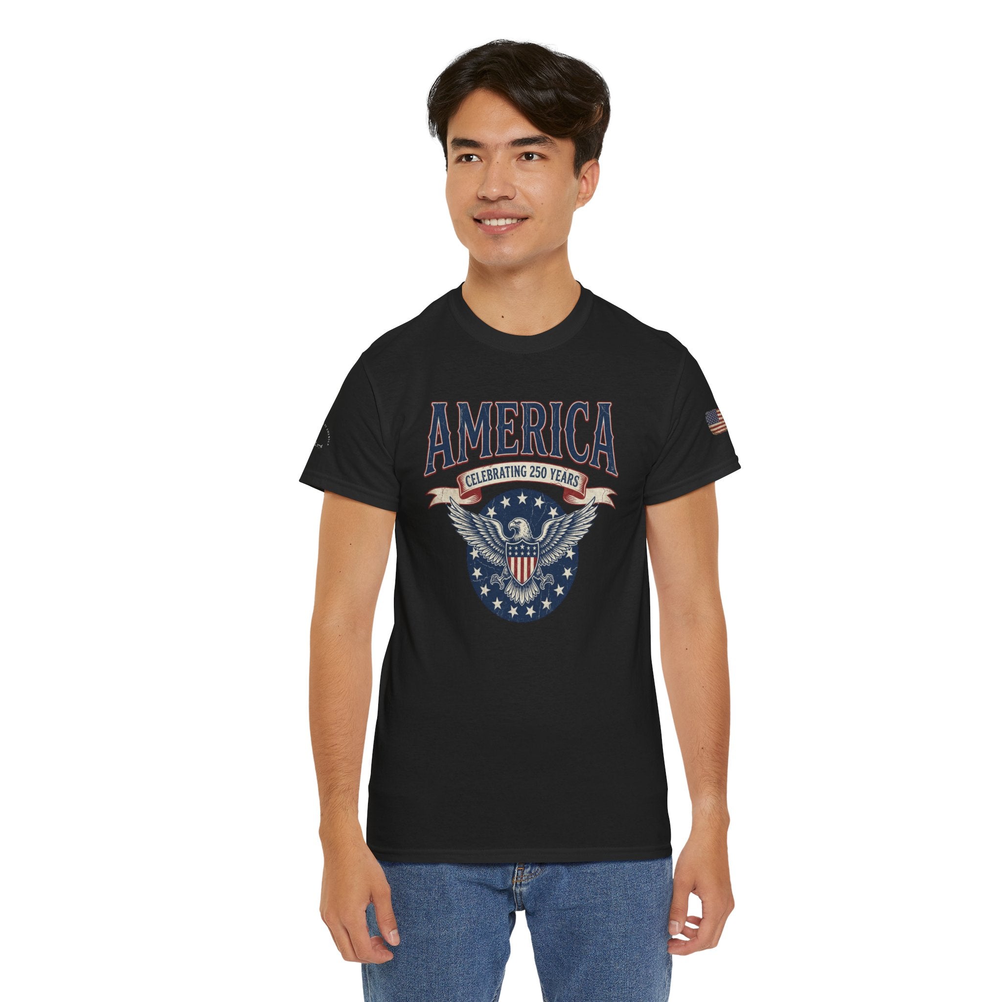America Patriotic T‑Shirt – "America Celebrating 250 Years" Eagle Emblem
