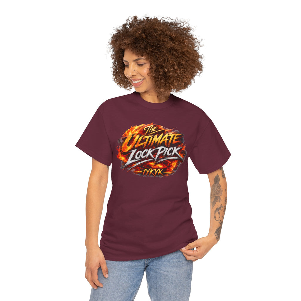 T-Shirt — "Ultimate Lock Pick" Fiery Logo Graphic Tee
