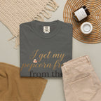 T-Shirt — “I Get My Popcorn From The Apricot Tree” Script Graphic Tee | Hymns | LDS |
