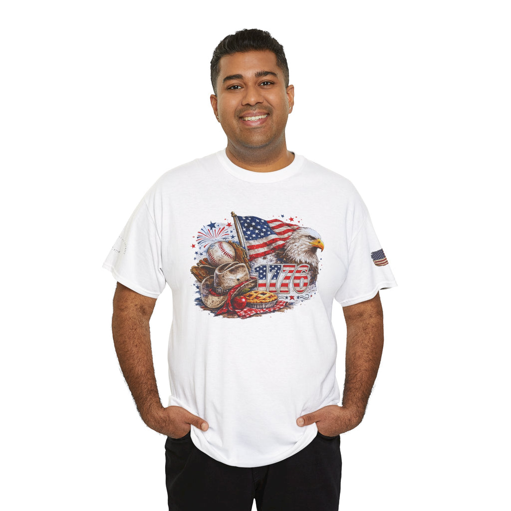 Patriotic Eagle American Flag T-Shirt — USA 1776 Military Tribute Tee