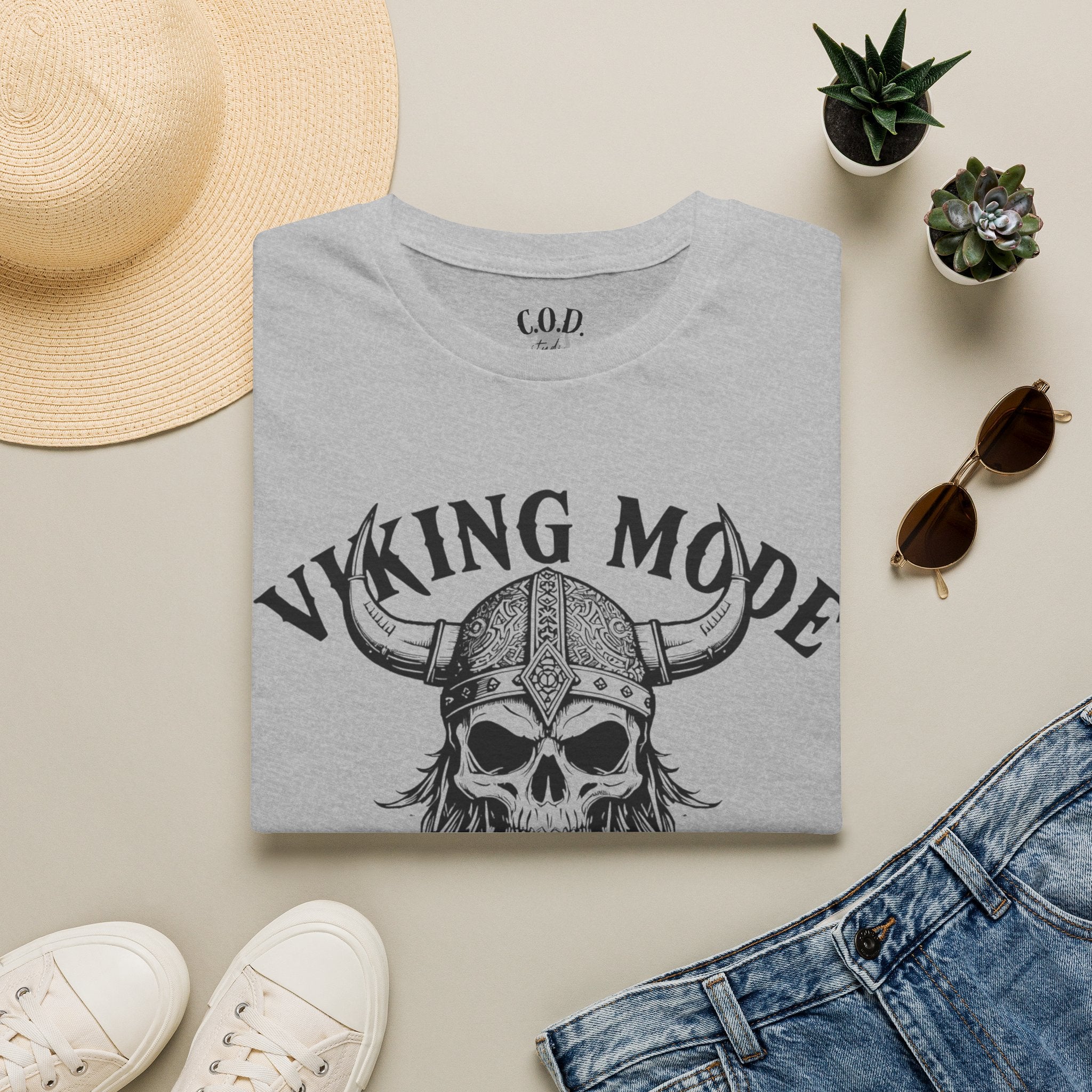 Viking Mode T-Shirt — Skull Horned Helmet Graphic