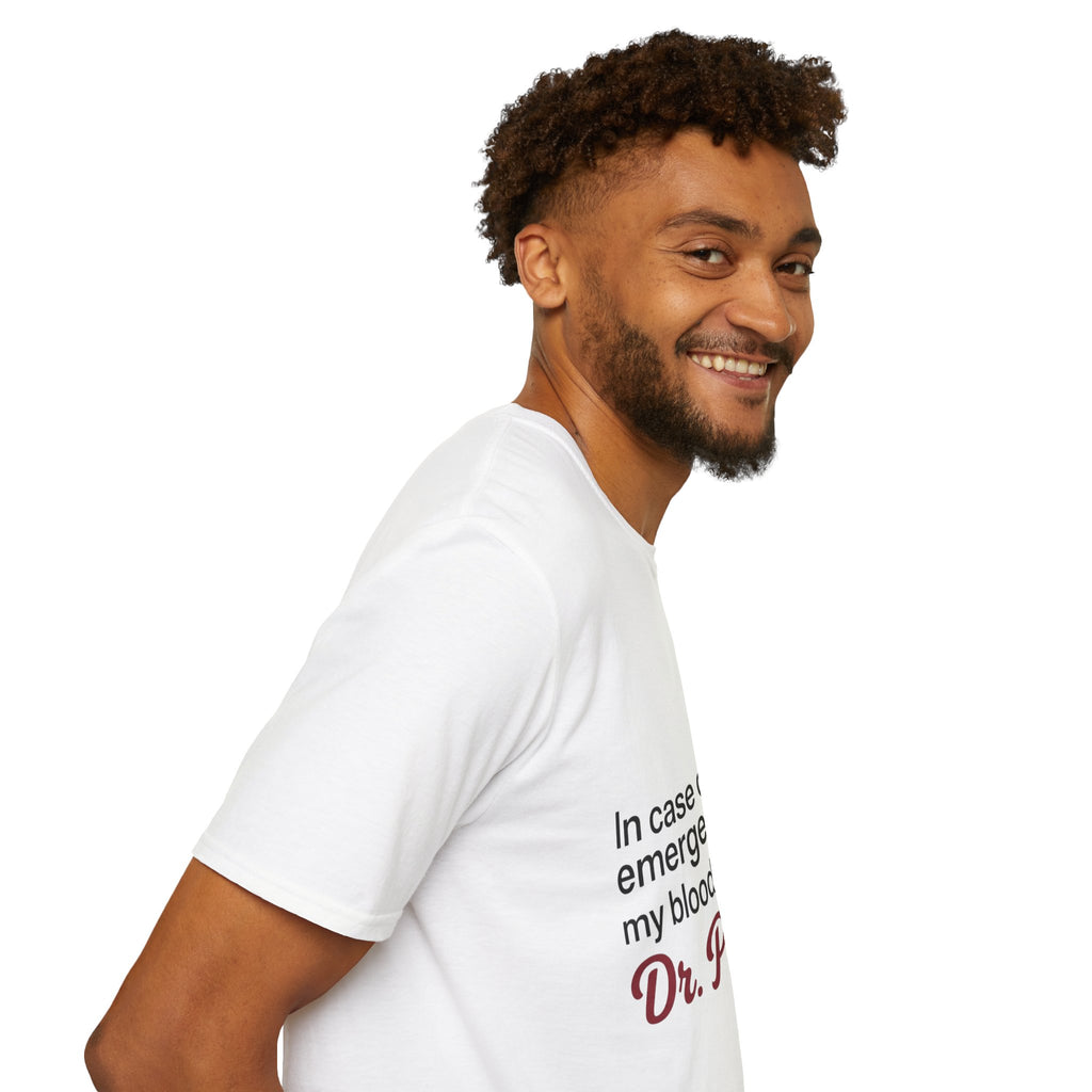 Dr Pepper T-Shirt — "In Case of Emergency My Blood Type Is Dr. Pepper" Funny Soda Tee