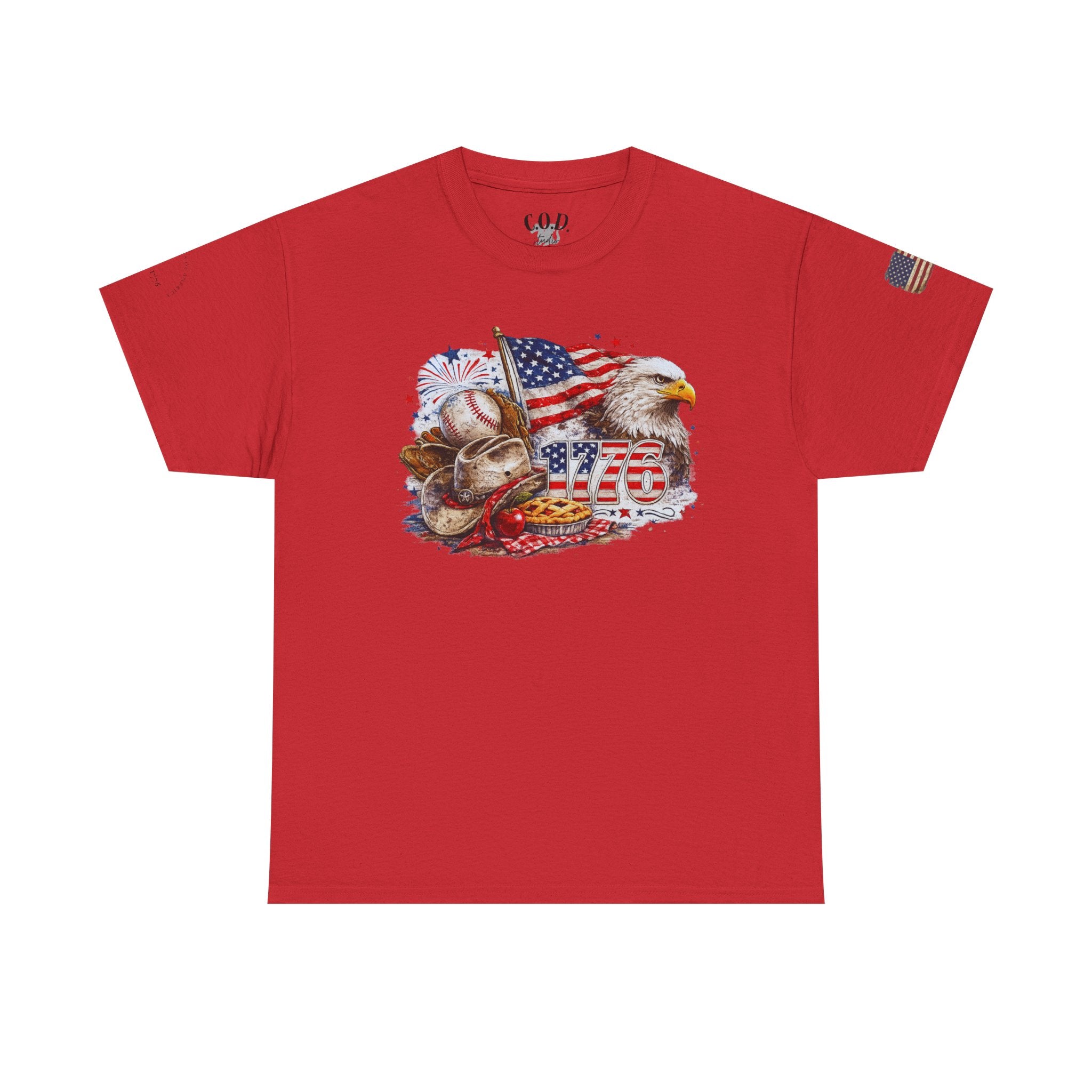 Patriotic Eagle American Flag T-Shirt — USA 1776 Military Tribute Tee
