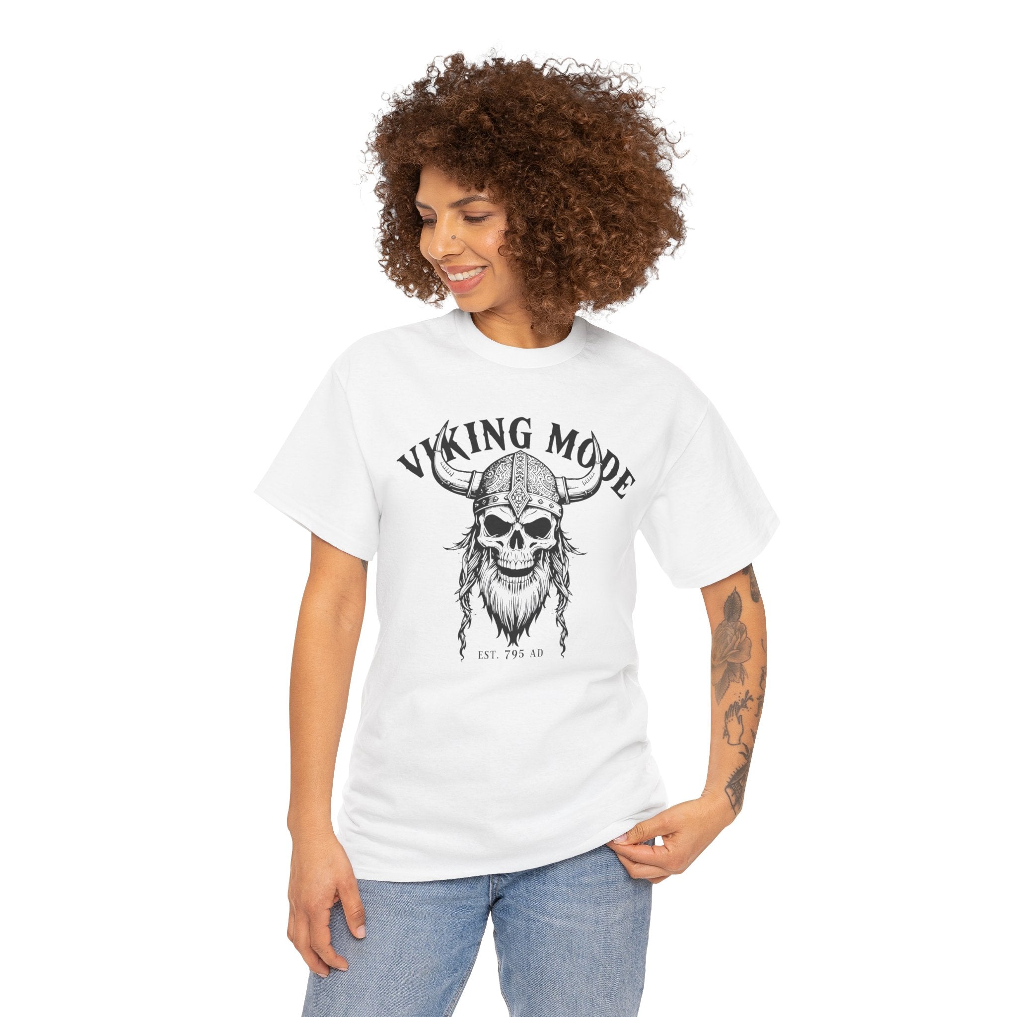 Viking Mode Skull Viking T-shirt | Norse Helmet Skull Graphic Tee