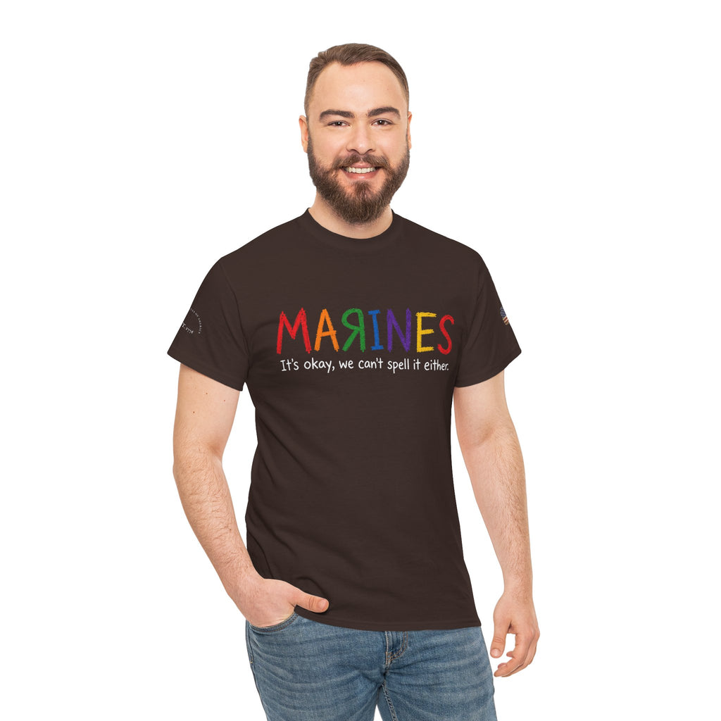 Marines Crayon Tee — “It’s okay, we can’t spell it either” Military Humor T-Shirt